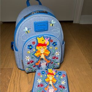 Loungefly Winnie the Pooh Floral Mini Backpack + Wallet Set